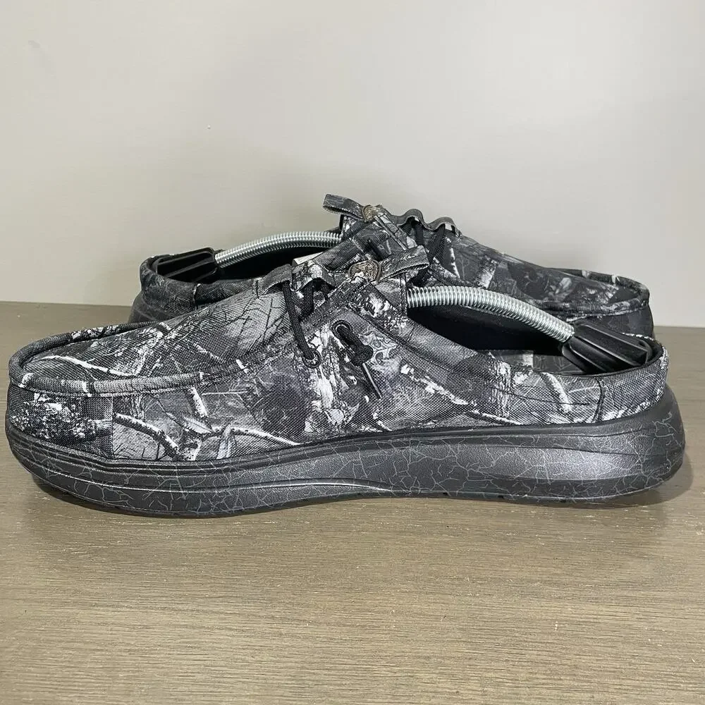 Jelly Roll Hey Dude Mens Size 14 Slides NEW Realtree Edge Wally Black Camo Shoes